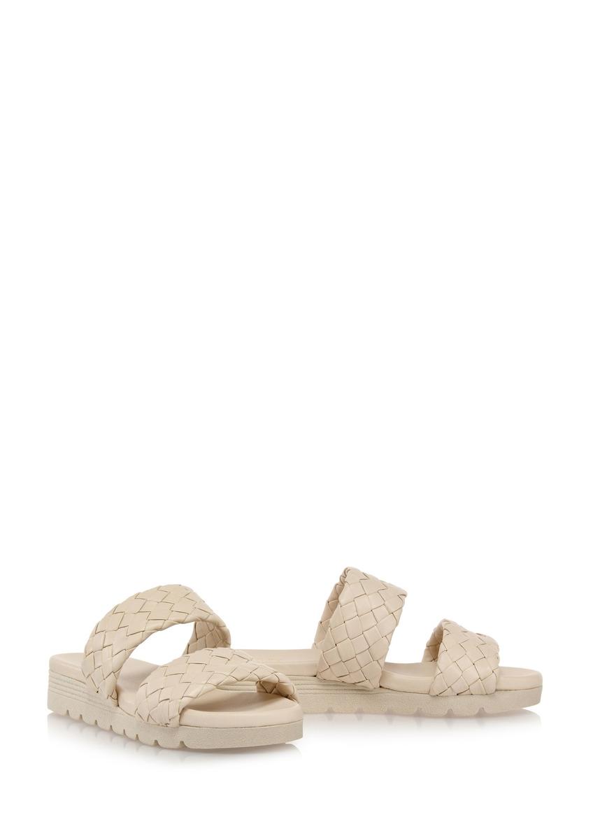 Beige leather platform flip-flops BUTYD-1063-81(W24)