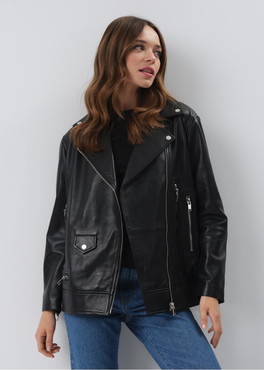 Black leather oversize ramones KURDS-0459-5491(W24)-01