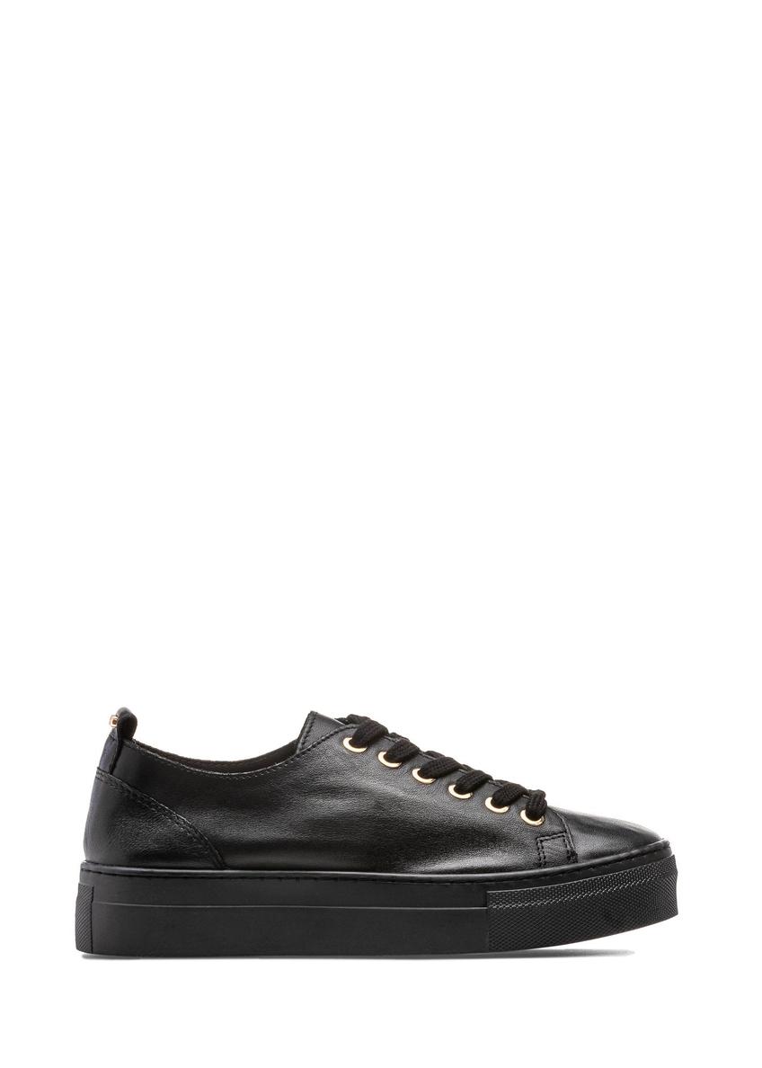 Women's high black leather sneakers BUTYD-1062-99(W26)