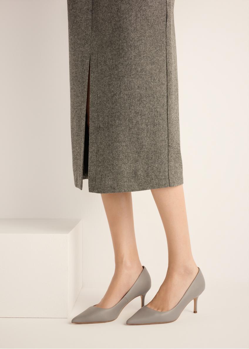 Women's gray leather pumps BUTYD-1031A-9B(Z26)