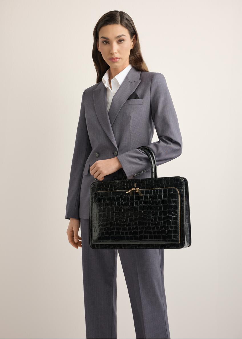 Croco leather black laptop bag TORES-1321-9G(Z26)
