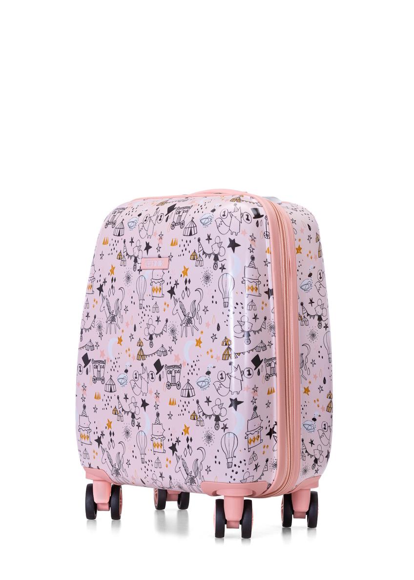 Small pink suitcase on wheels WALAB-0079-34-19(W25)