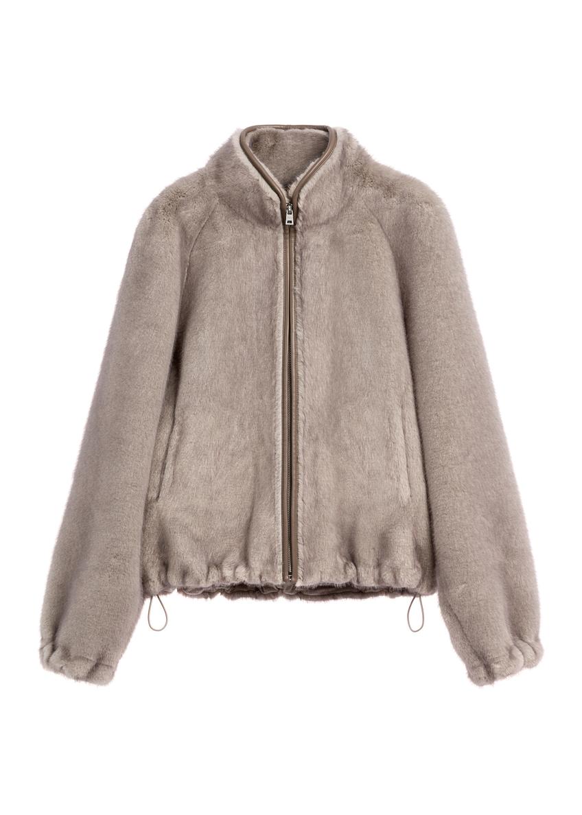 Women's short gray fur coat FUTDP-0083-9B (Z26)