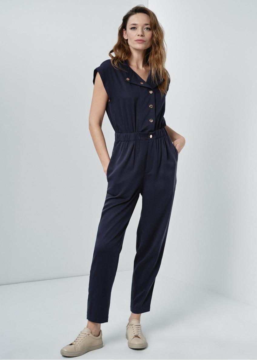 Navy blue long women's jumpsuit KOBDT-0007-69(W24)