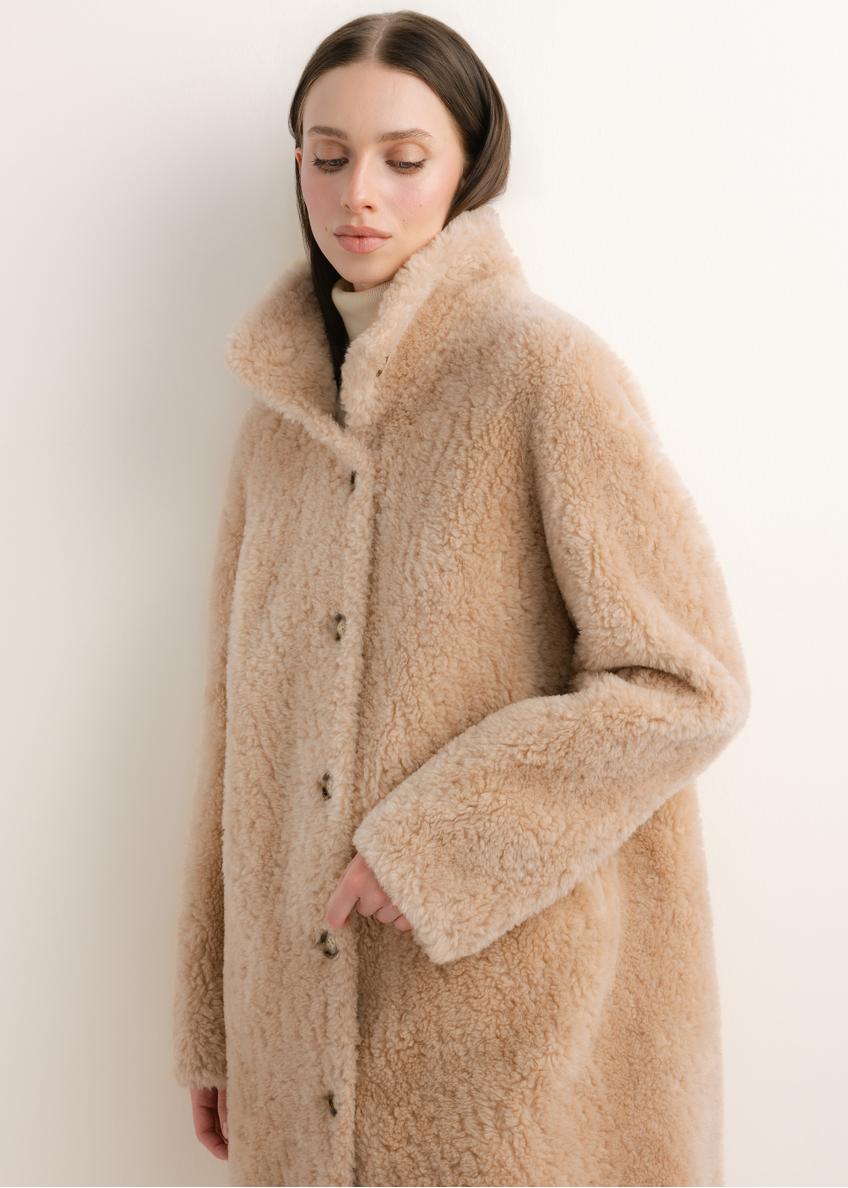 Women's cream wool coat FUTDW-0046-1A(Z26)