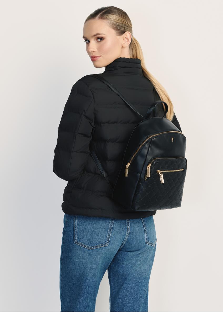 Black monogrammed women's backpack TOREC-1045-98(Z25)