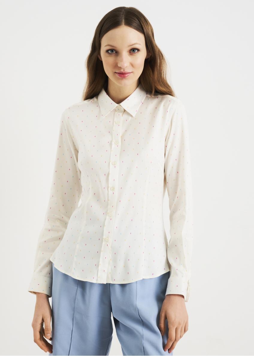 Women's white shirt in fine oriel KOSDT-0089-11(W22)-01