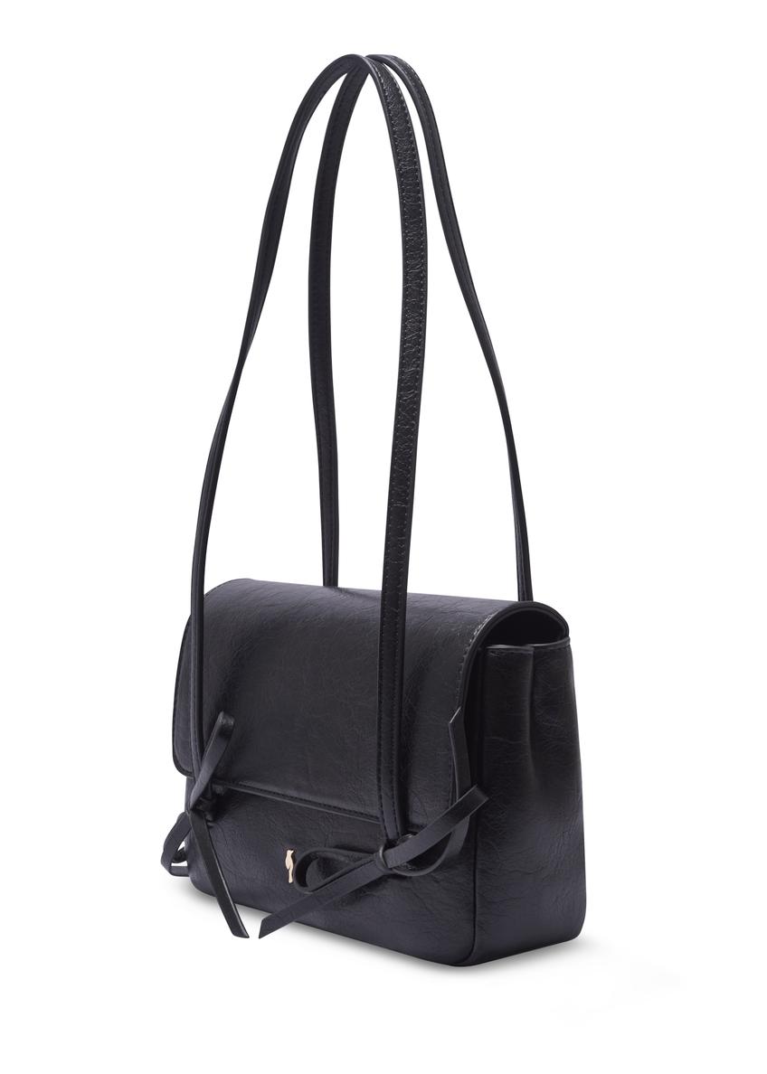 Small black women's handbag with bows TOREC-1379-99(Z26)