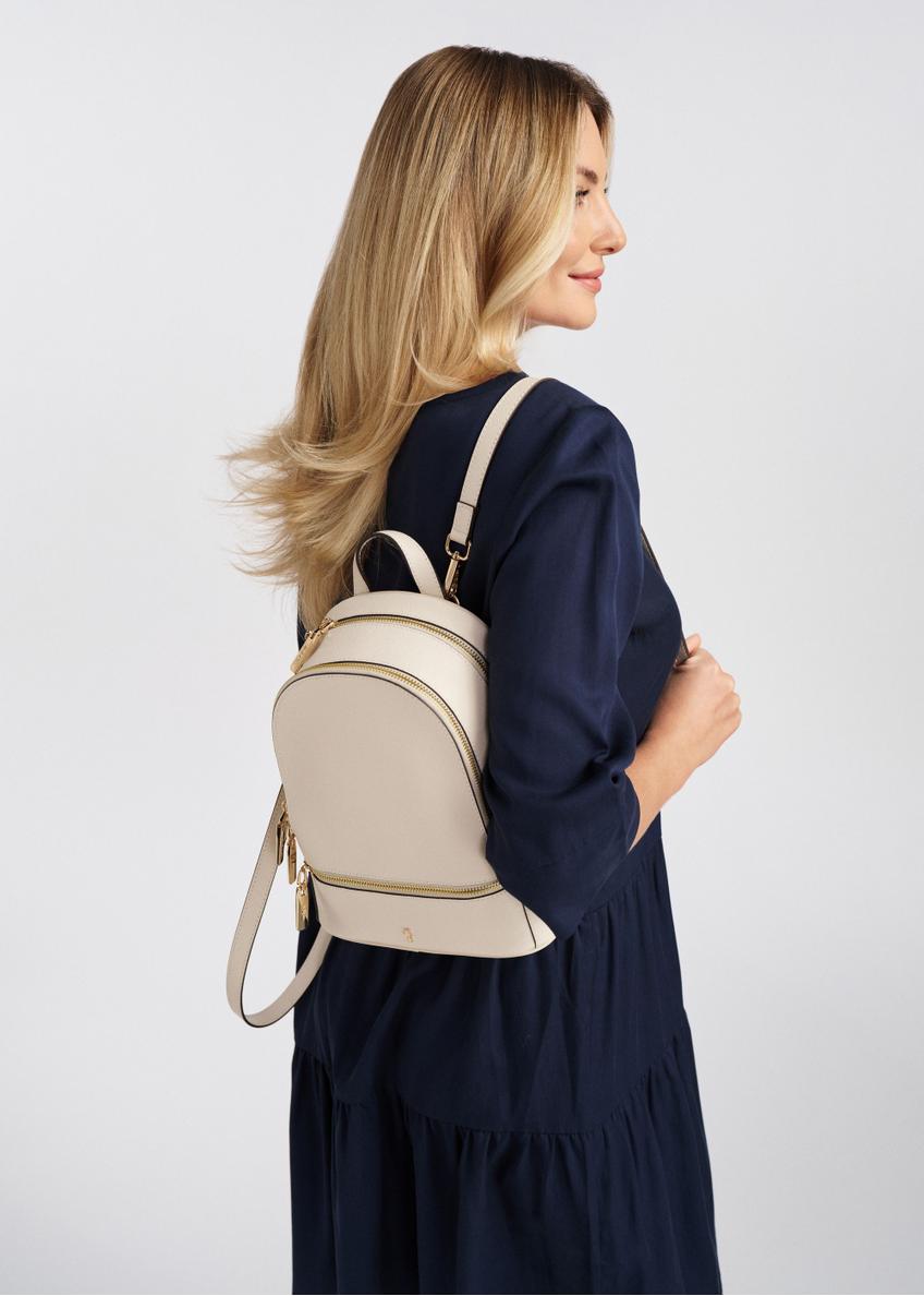 Cream leather medium women's backpack PLCDS-0003-12(W25)