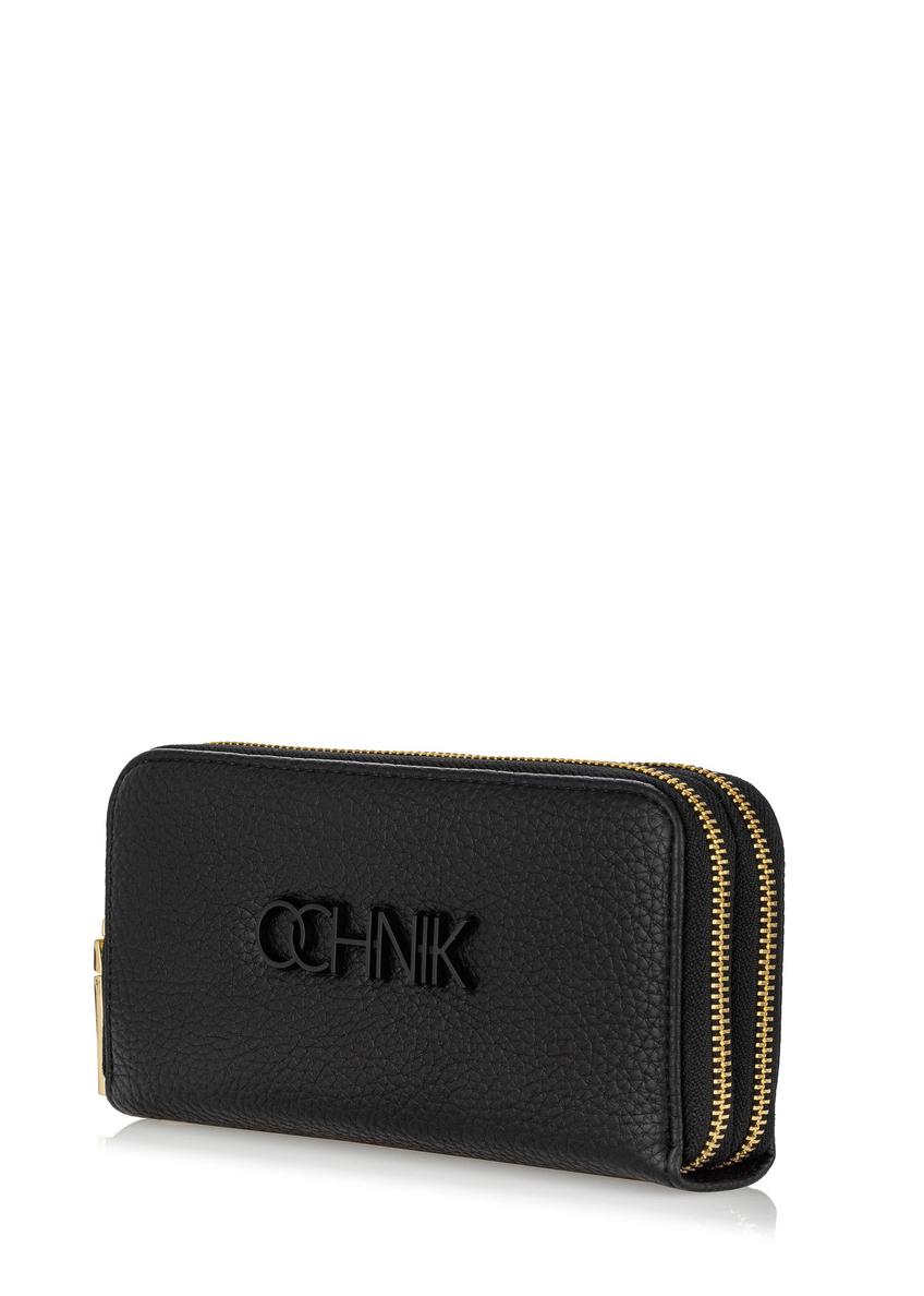 Women's two-compartment black wallet POREC-0376-99(W24)