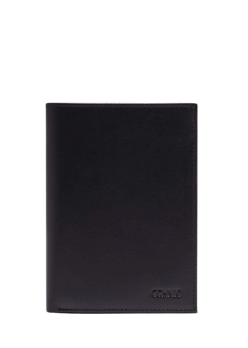 Black men's leather wallet PORMS-0713-99(Z26), front product view on white background.