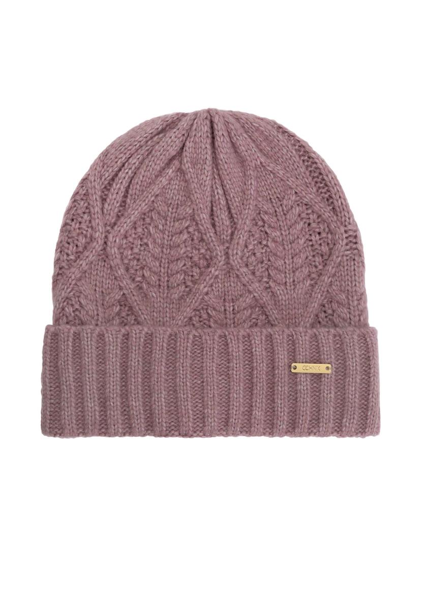 Women's winter hat in dirty pink CZADT-0191-31(Z24)