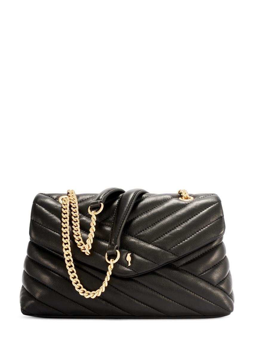 Women's leather handbag in black color TORES-1285-99(W26) - front product view, on a white background.