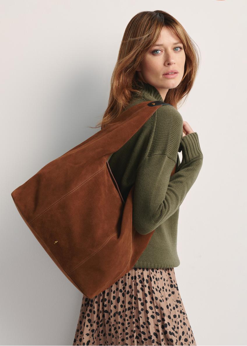 Brown suede women's handbag TORES-1167-88(Z25)