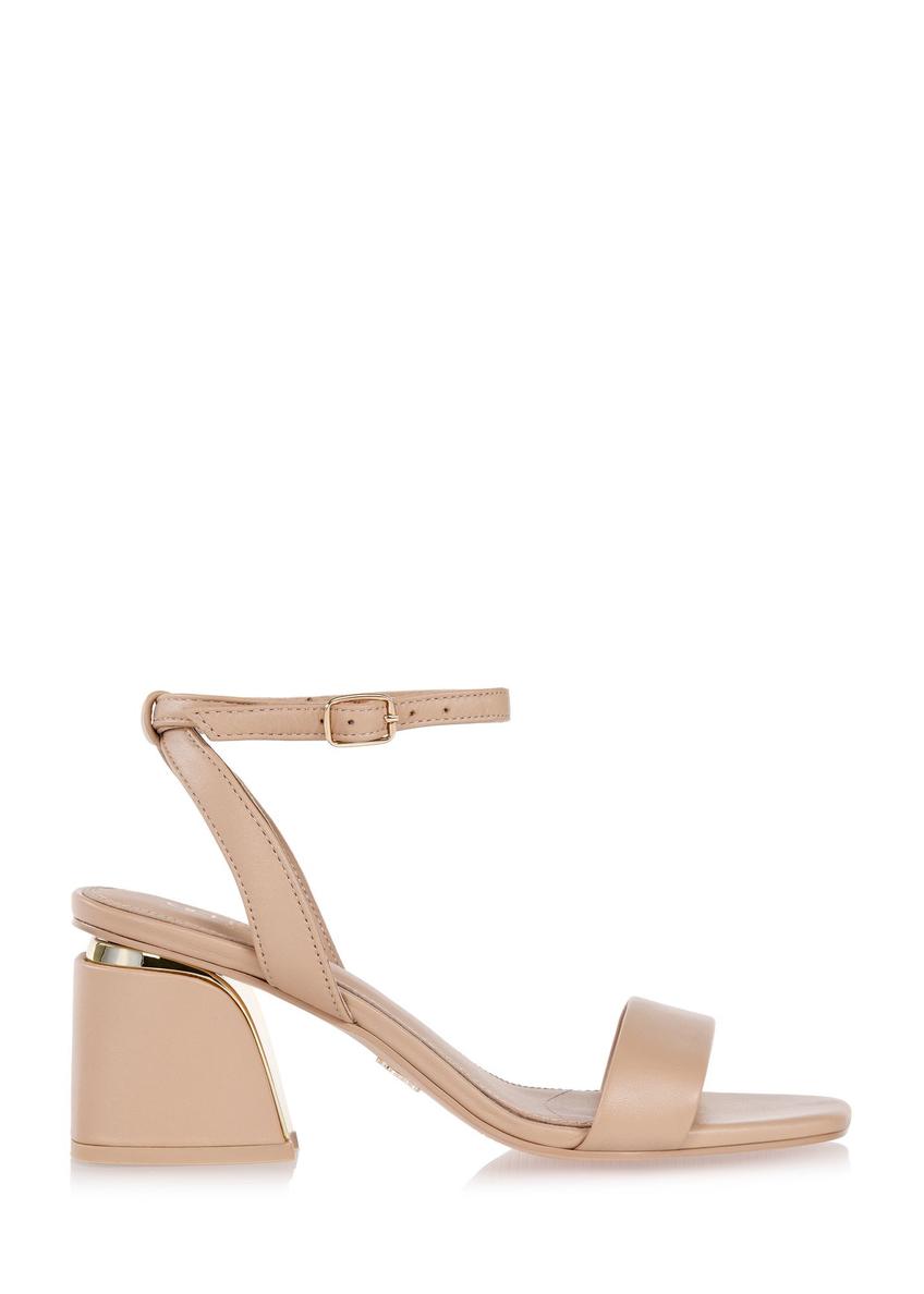 Beige leather sandals on a low post BUTYD-1077-81(W24)-06