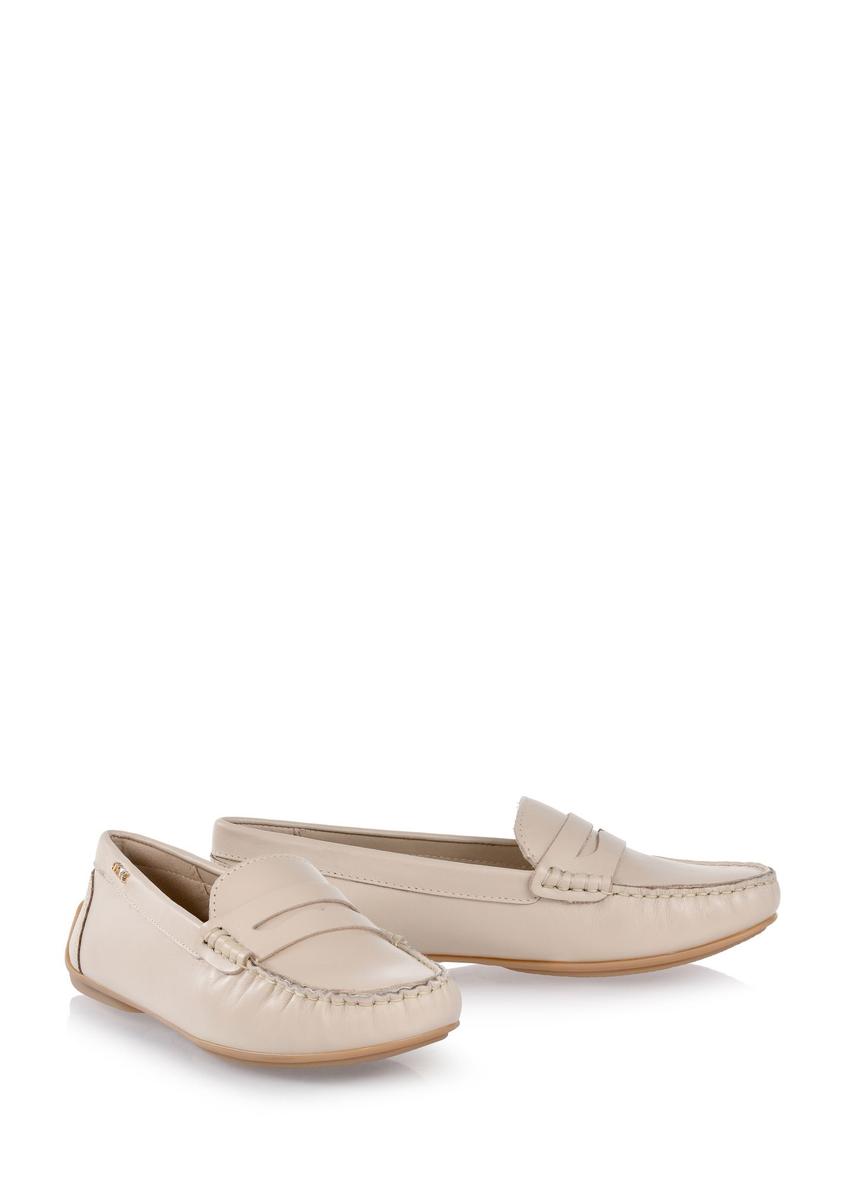 Women's beige leather moccasins BUTYD-1054-81(W24)