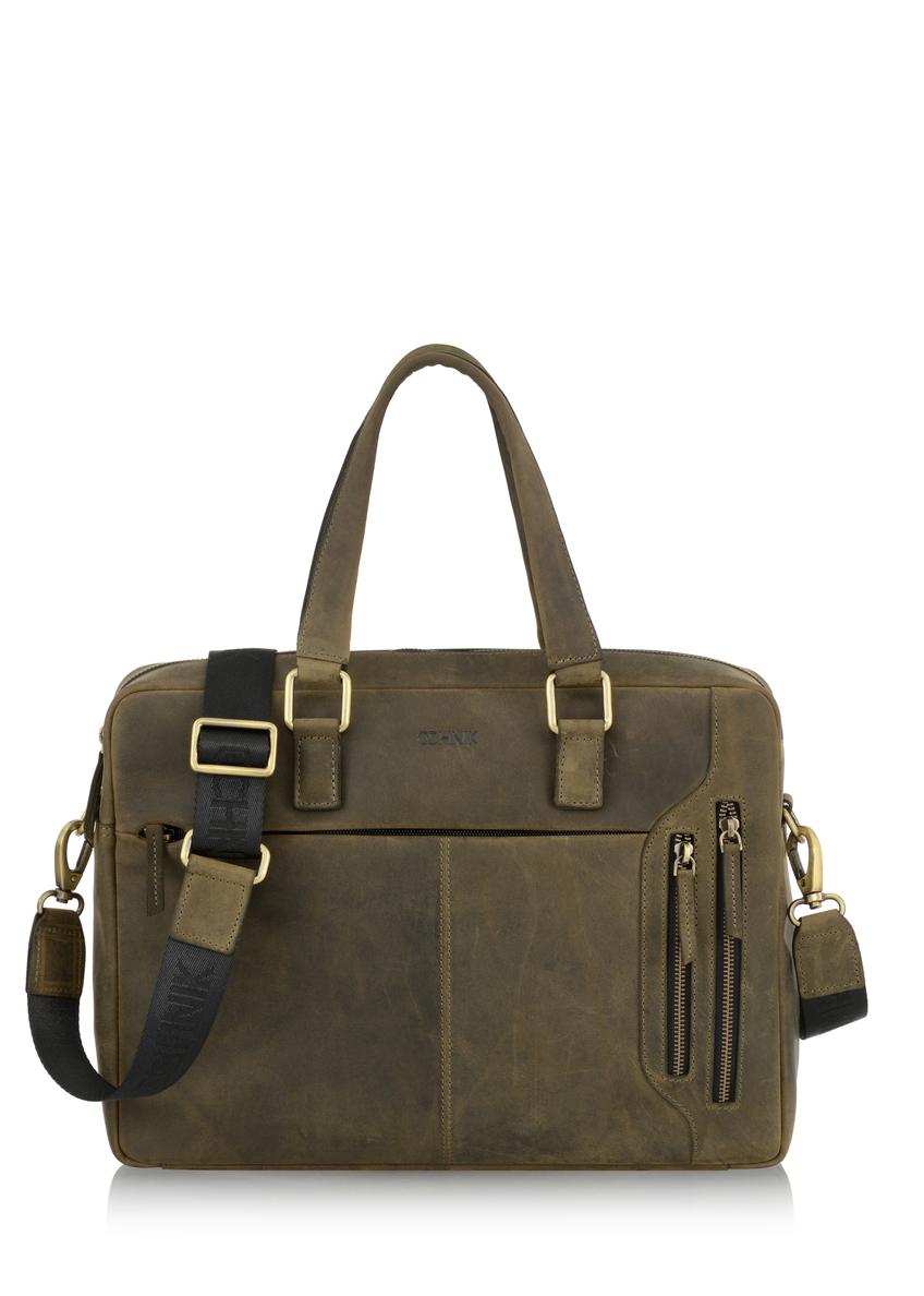 Men's khaki leather bag TORMS-0321-51(W23)-01