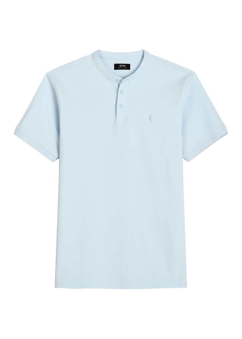 Light blue men's polo shirt POLMT-0095-7A(W26)