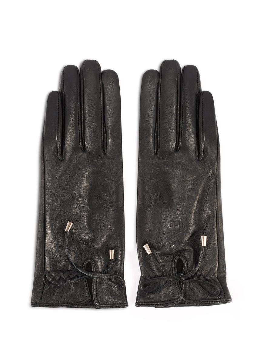 Women's leather gloves with binding REKDS-0021A-99(Z25)