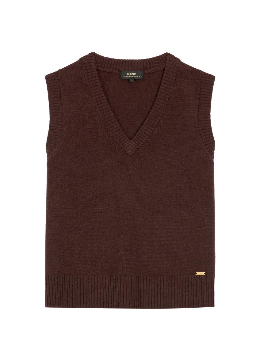 Women's woolen vest in brown color SWEDT-0253-1I(Z26)