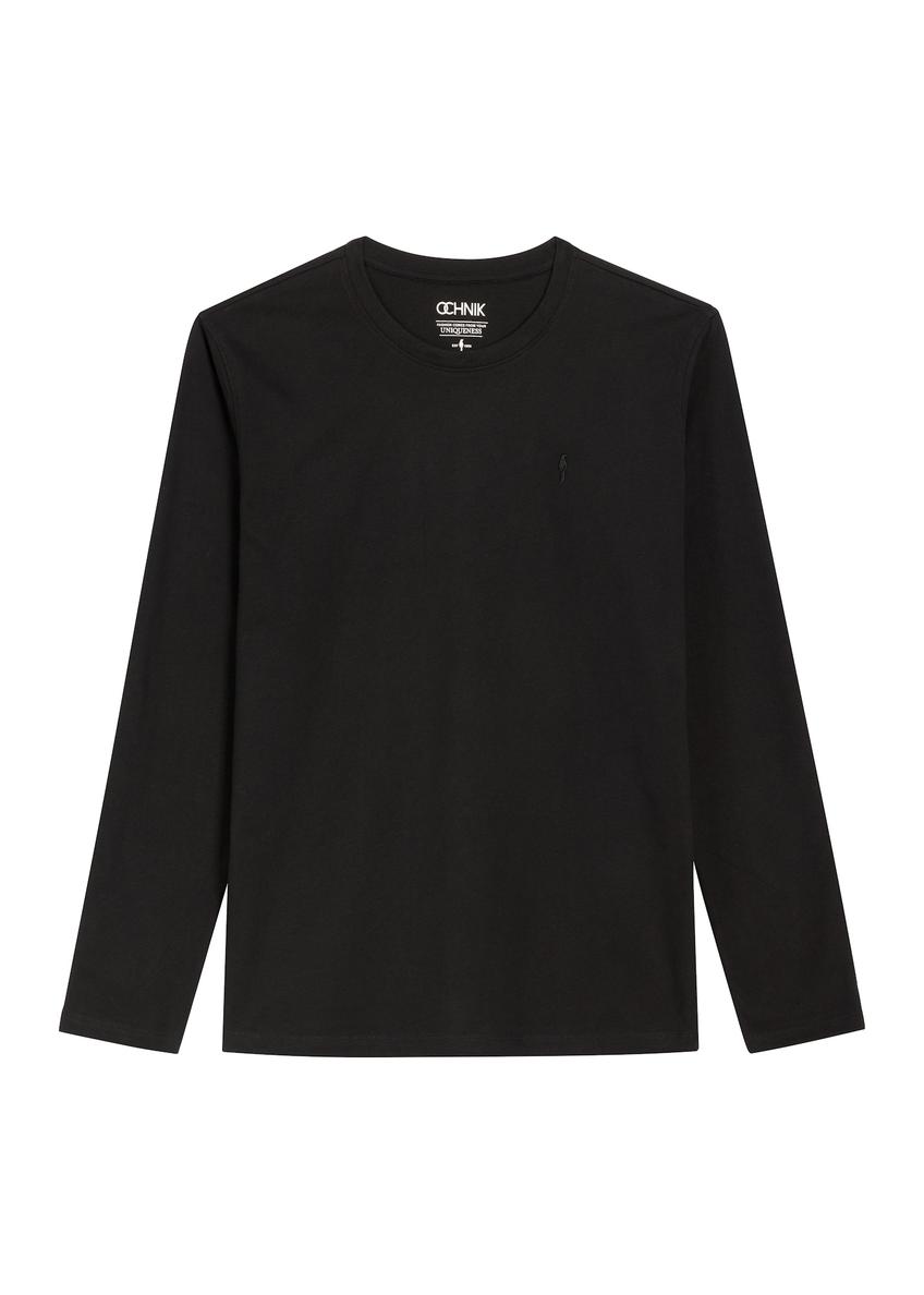 Men's black cotton longsleeve LSLMT-0013-99(Z26) - front product view, on a white background.