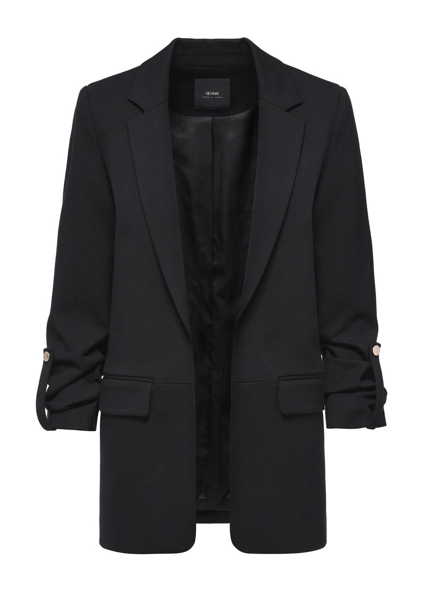 Women's black jacket without a fastener ZAKDT-0034-99(Z26)