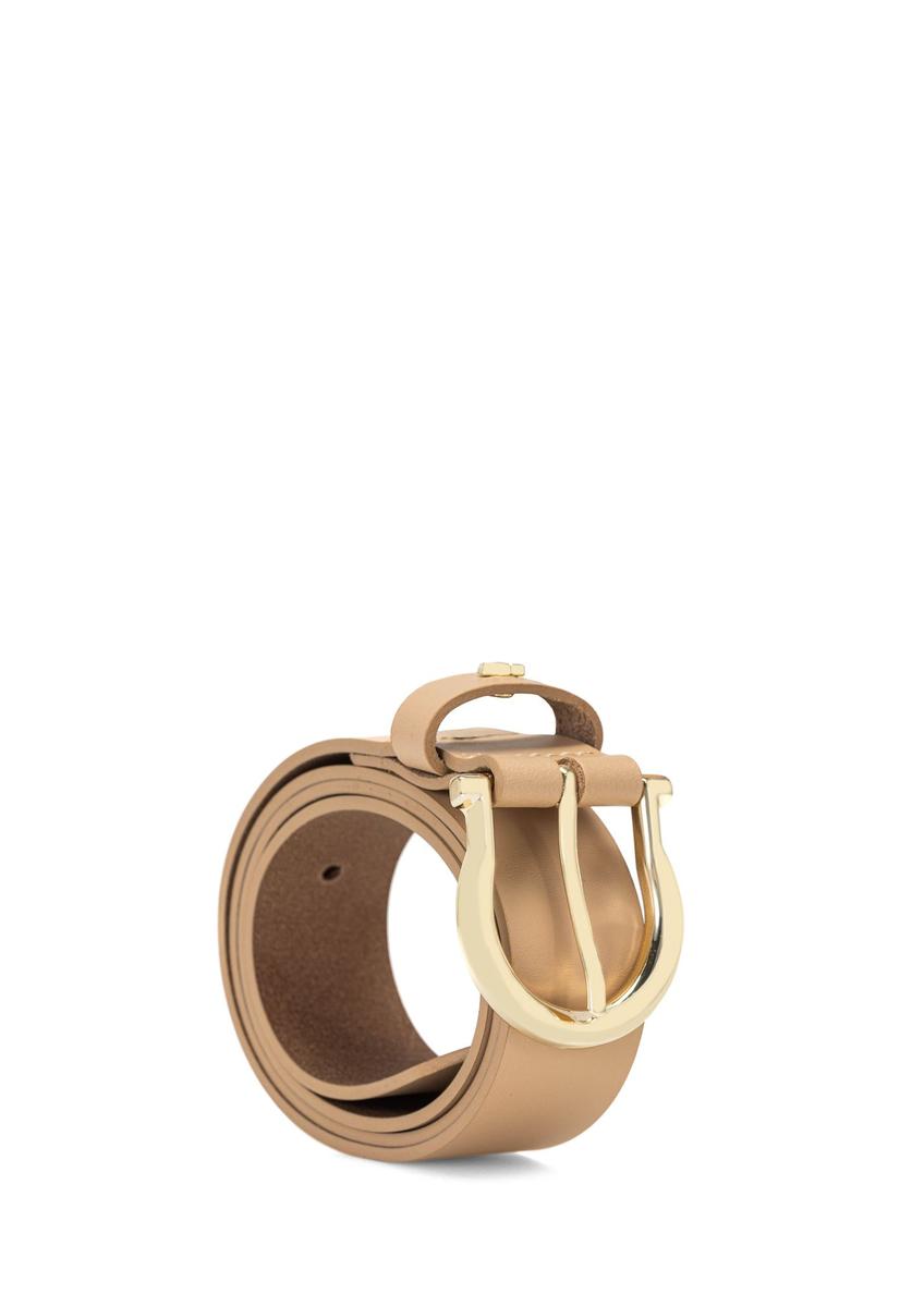 Beige leather women's belt PASDS-0274-1A(W26)
