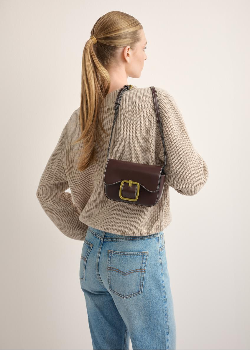 Small brown women's handbag with buckle TOREC-1383-1H(Z26)