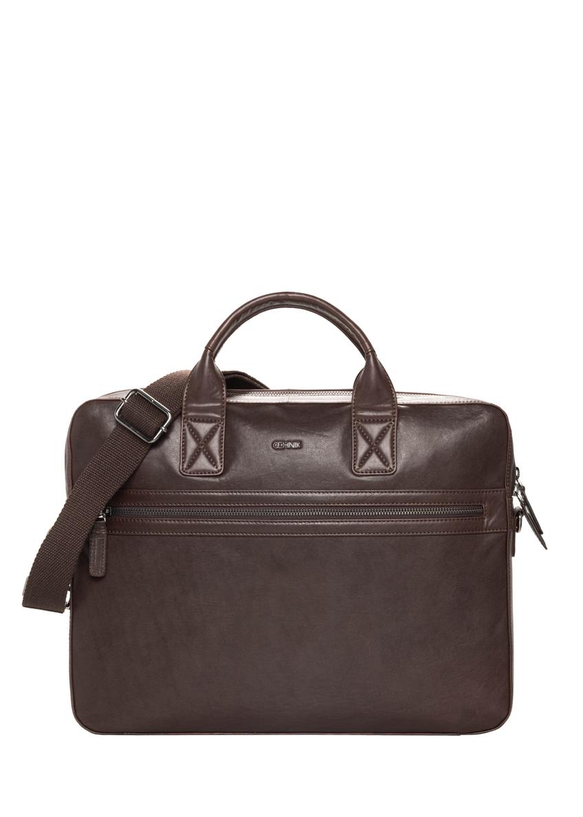 Brown leather men's bag TORMS-0459-1H(Z26), front product view on white background.