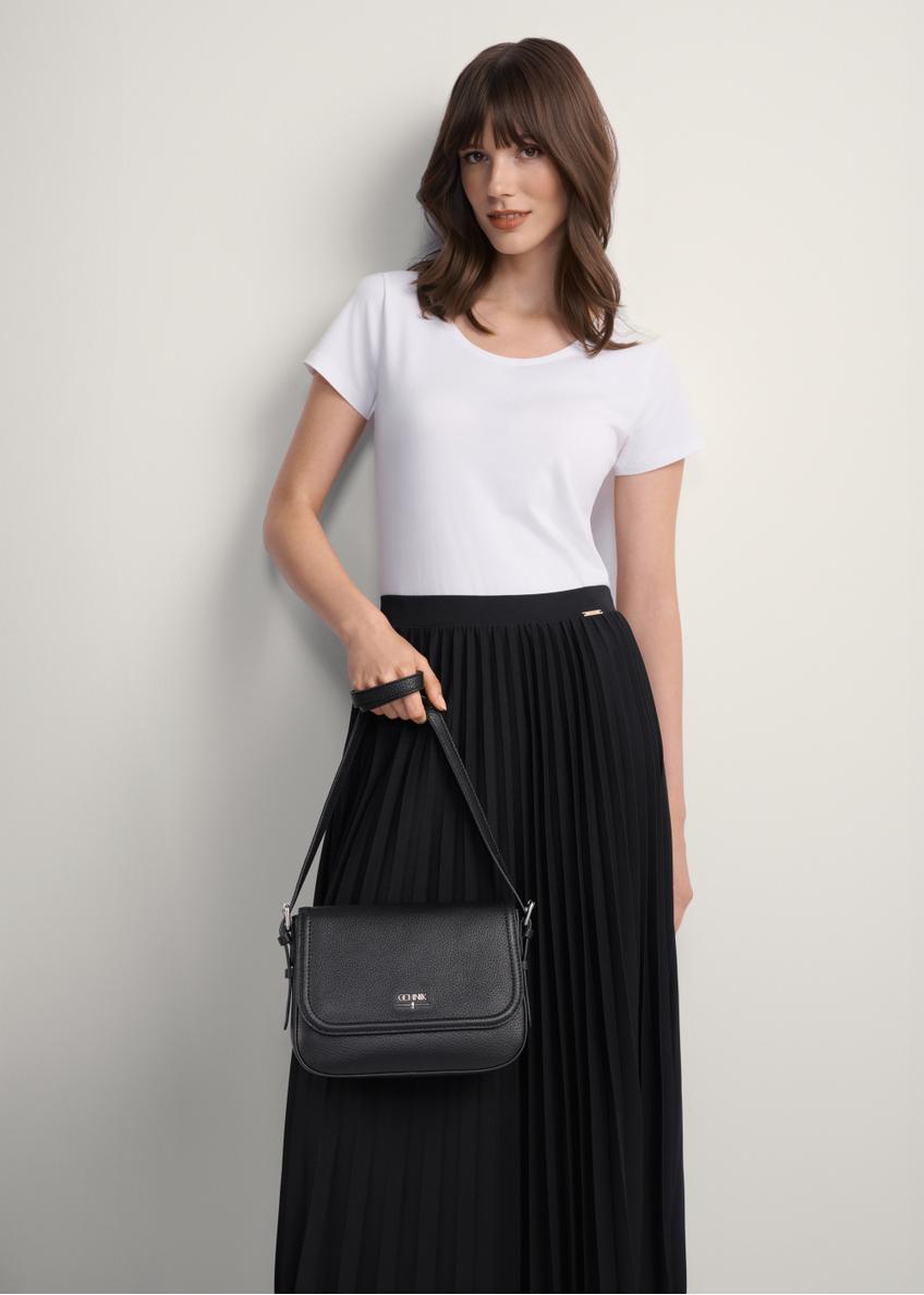 Black leather women's messenger bag TORES-0985D-99(Z25)