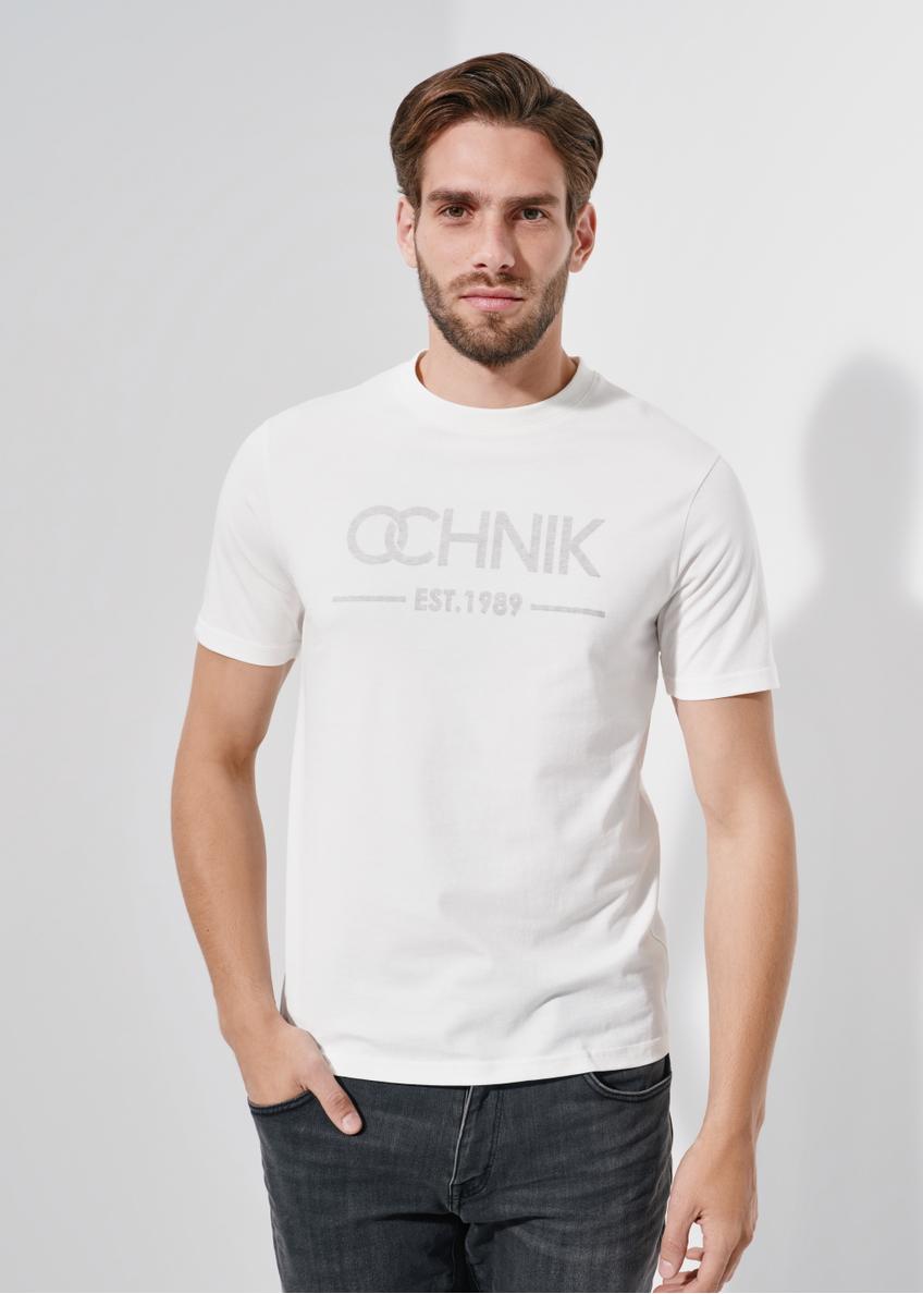 Cream T-shirt for men with logo TSHMT-0095-12(W24)