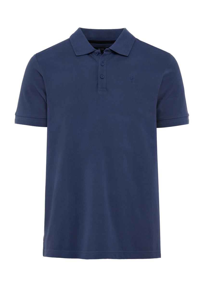 Navy blue men's polo shirt POLMT-0078-69(W25)-01