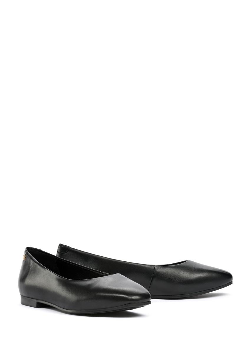 Black leather women's ballet flats BUTYD-1144-99(W25)