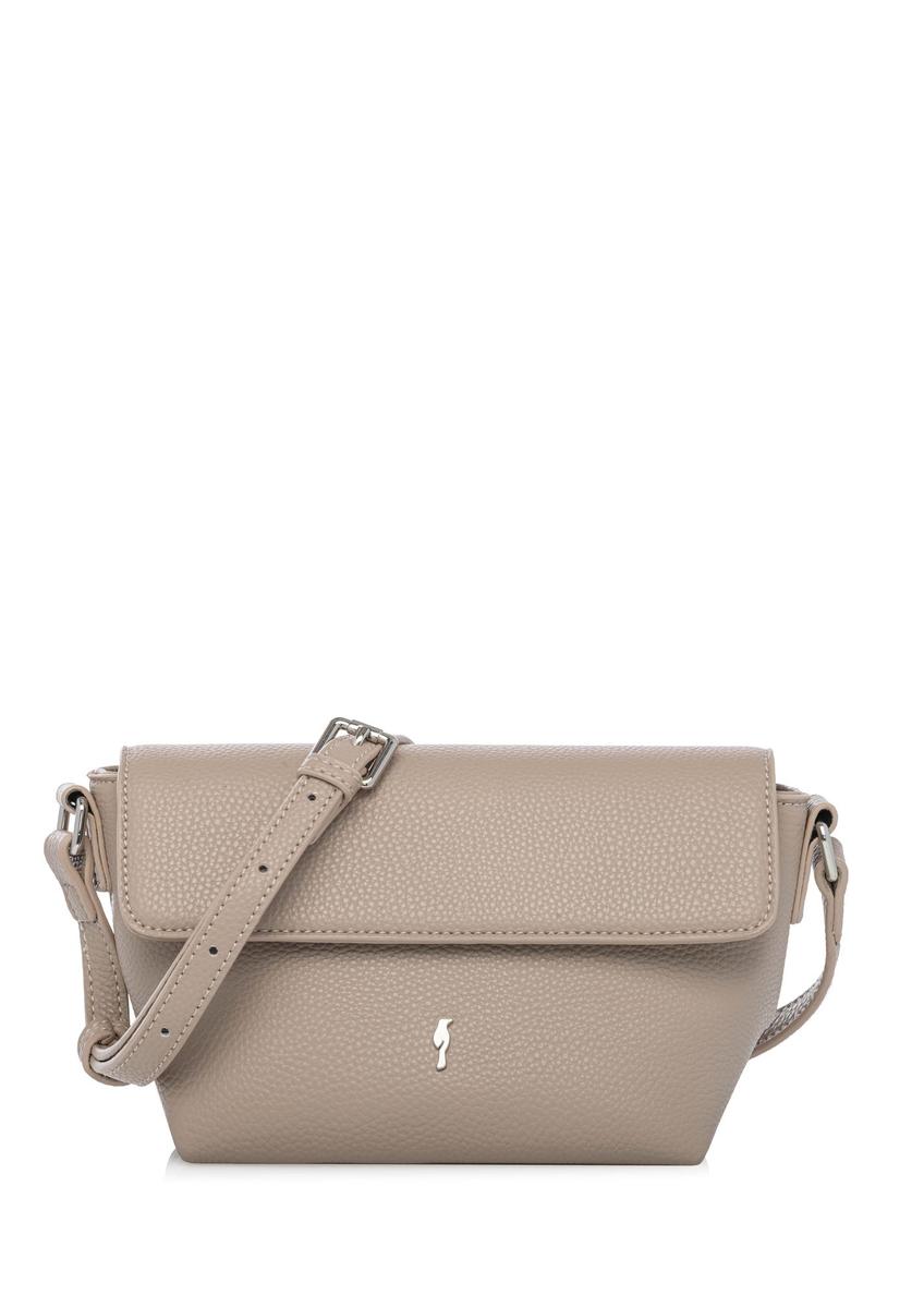 Beige small women's shoulder bag TOREC-0916-1A(W26) - front product view, on white background.