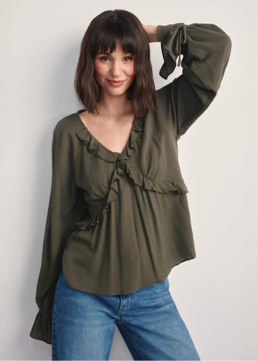 Women's khaki blouse BLUDT-0194-55(Z25)