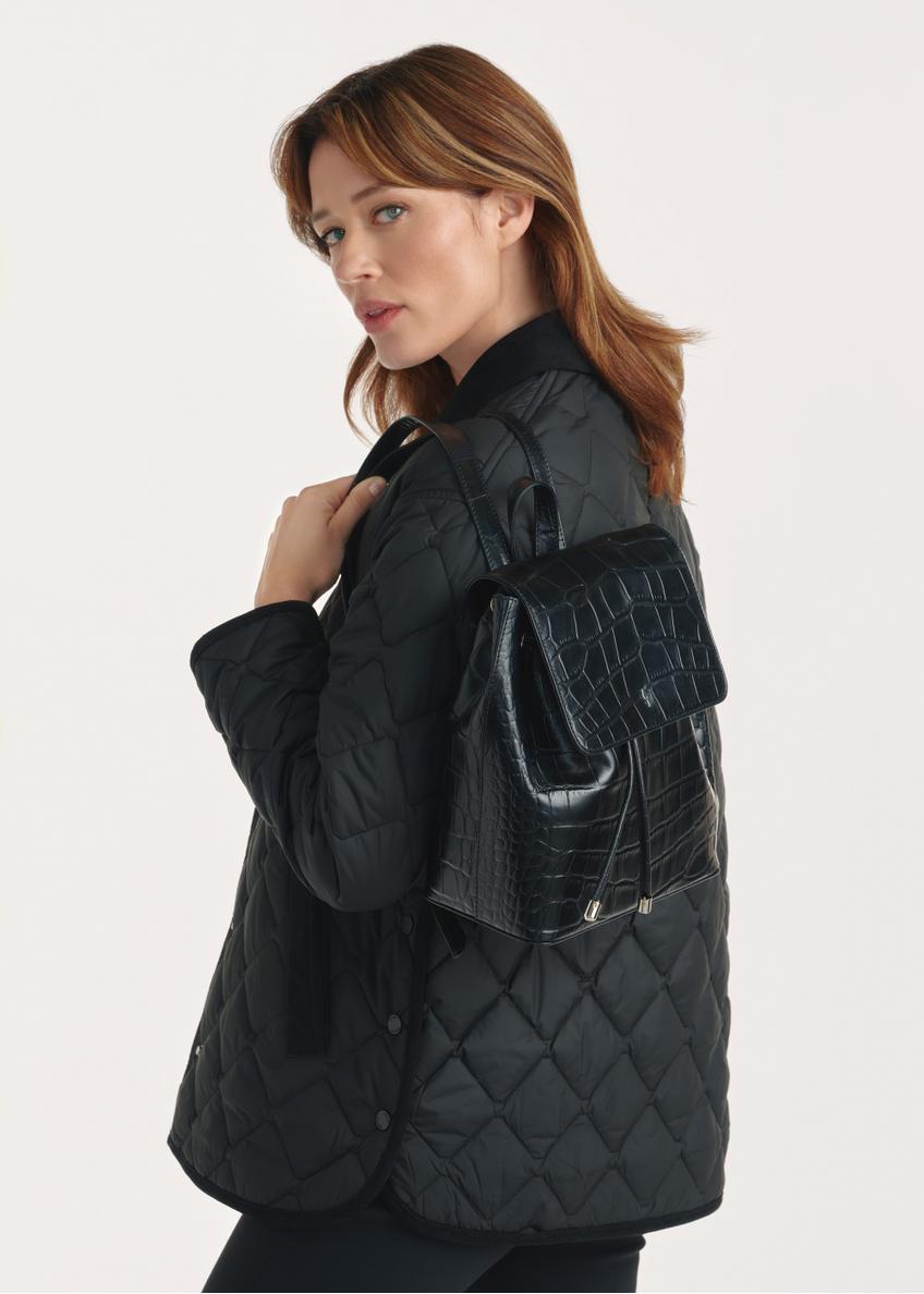 Black leather croco women's backpack TORES-1131-99(Z25)