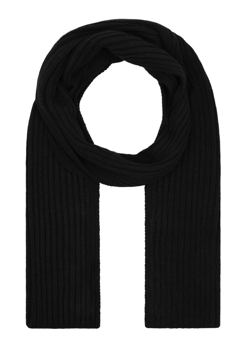 Black men's scarf SZAMT-0016-99(Z26), front view of the product on a white background.