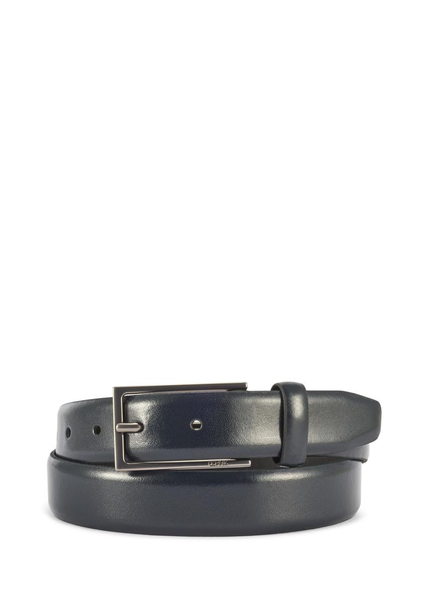 Navy blue men's leather belt PASMS-0256-69(Z25)