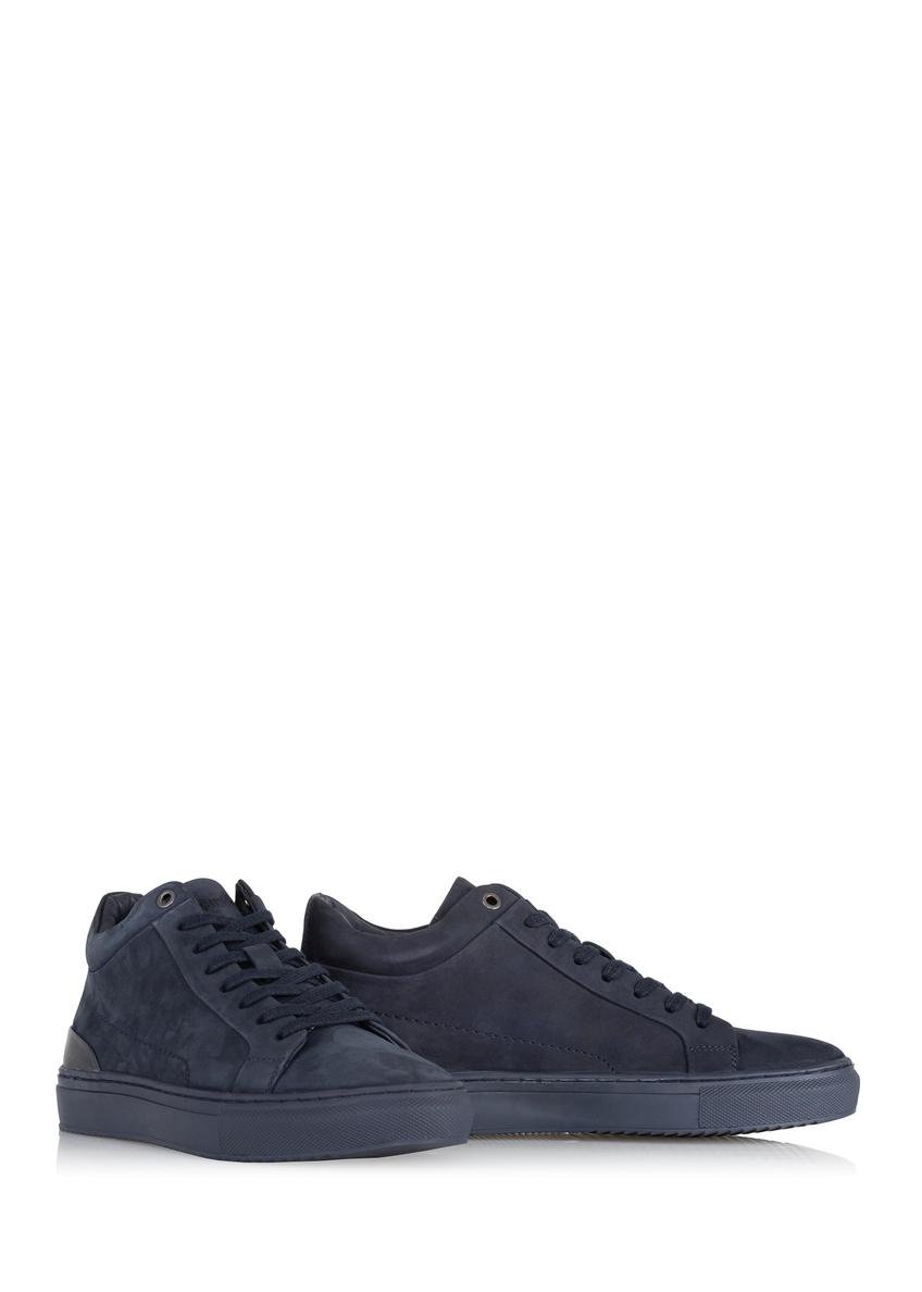 Men's navy blue leather sneakers BUTYM-0449-69(Z23)