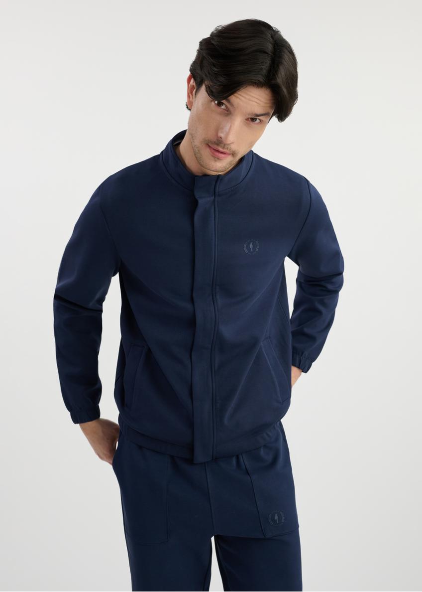Navy blue men's zip-up sweatshirt BLZMT-0072-69(W25)