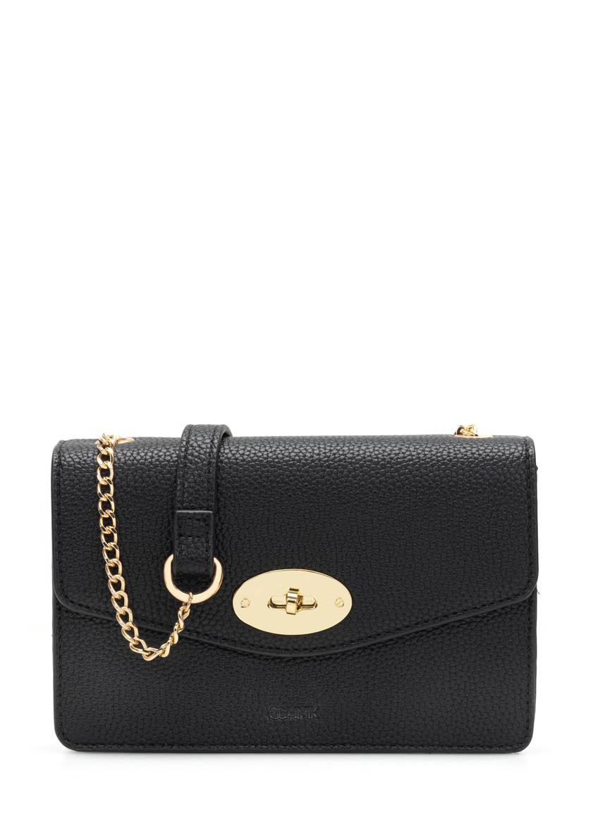 Black small women's handbag TOREC-1141-9I(W26), front product view on white background.