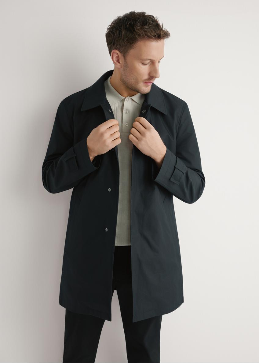 Men's black insulated jacket KURMT-0408-99(W26), front product view on model. Half silhouette visible.