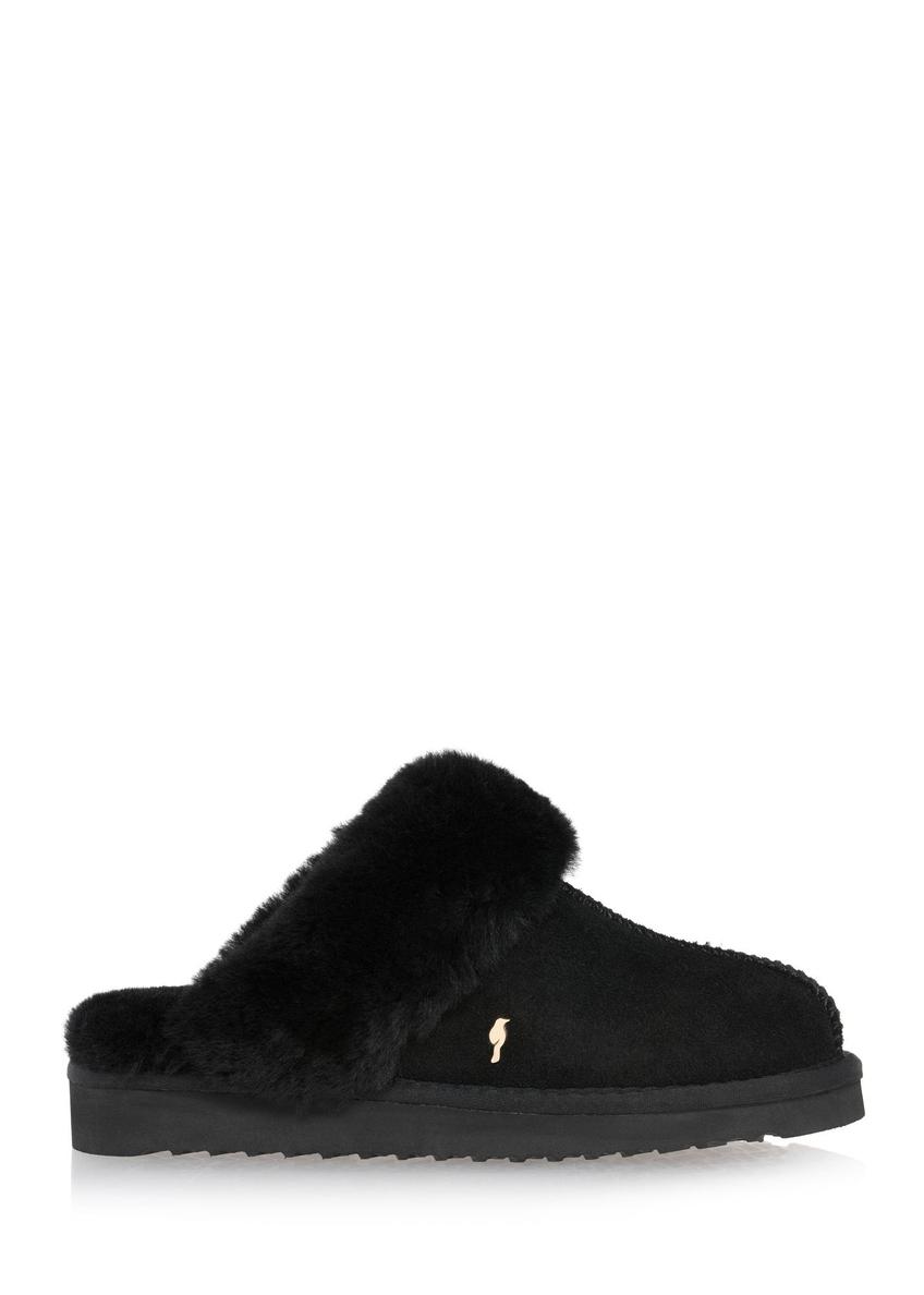 Black slip-on snow boot style slippers BUTYD-1137-99(Z24)-01