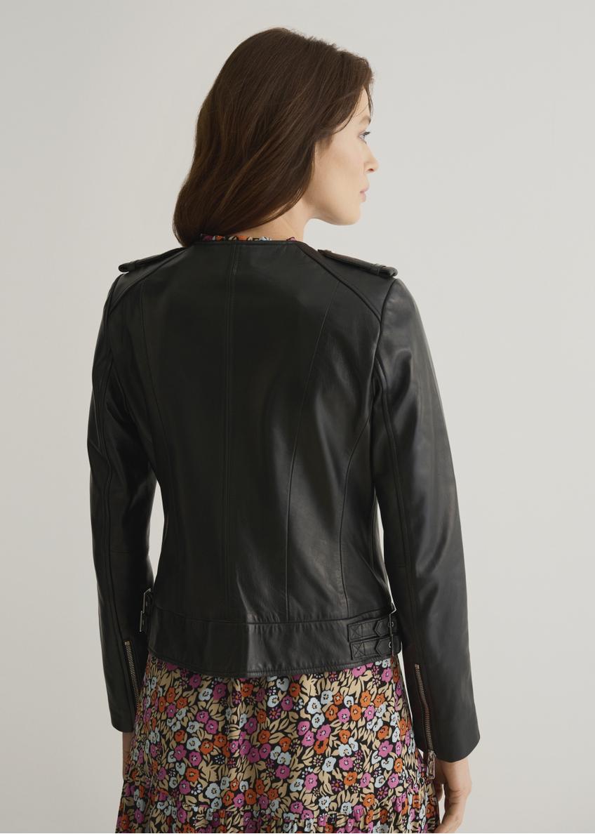 Women's classic black leather jacket KURDS-0366-5491(W22)