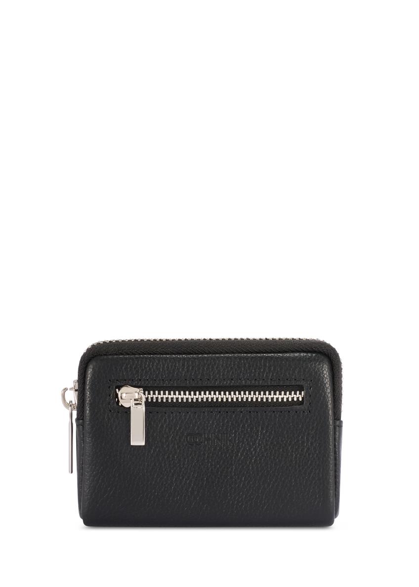 Black men's leather wallet PORMS-0689-9I(W26), front product view on white background.