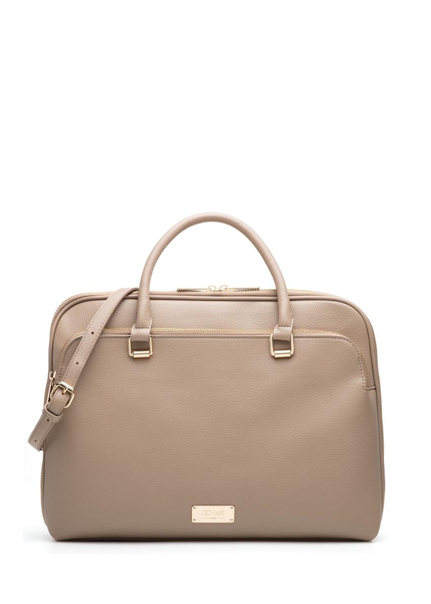 Beige large women's bag TOREC-0978A-81(Z25) - front product view on white background.