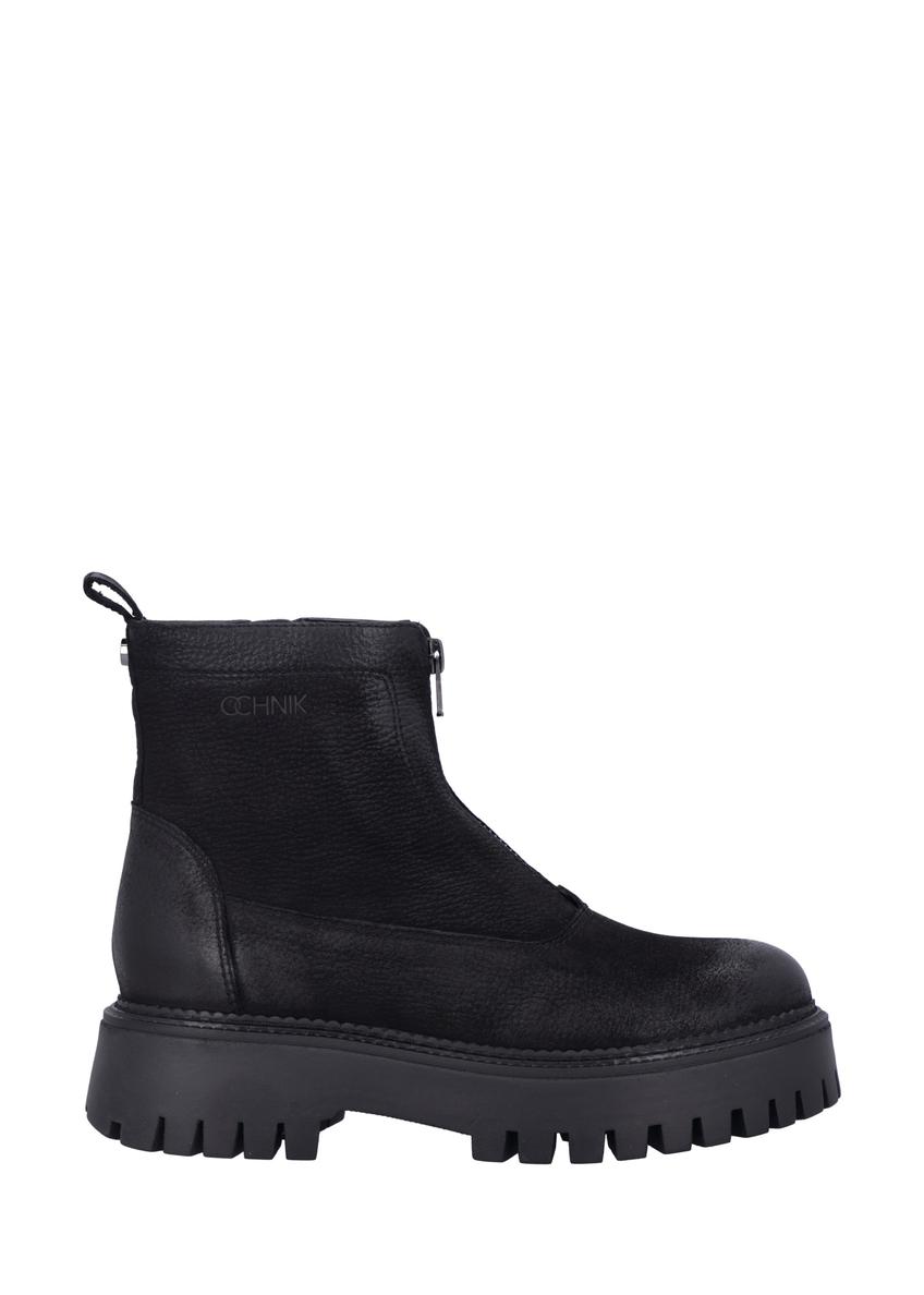 Black leather women's ankle boots BUTYD-1291-9I(Z26), side view of the product on a white background.