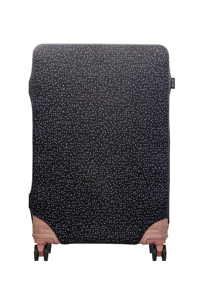 Large suitcase cover with polka dots AW-013-0007-9P-L(W26), front product view on the suitcase.