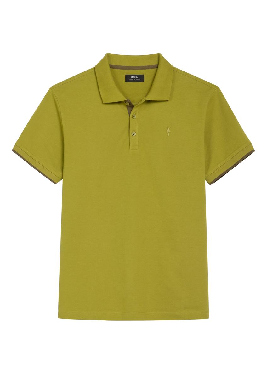Olive cotton polo shirt POLMT-0045B-8E(W26)
