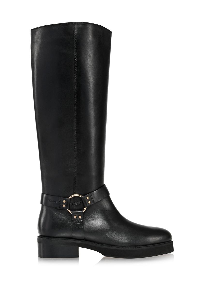 Black leather women's boots BUTYD-1112-99(Z24)